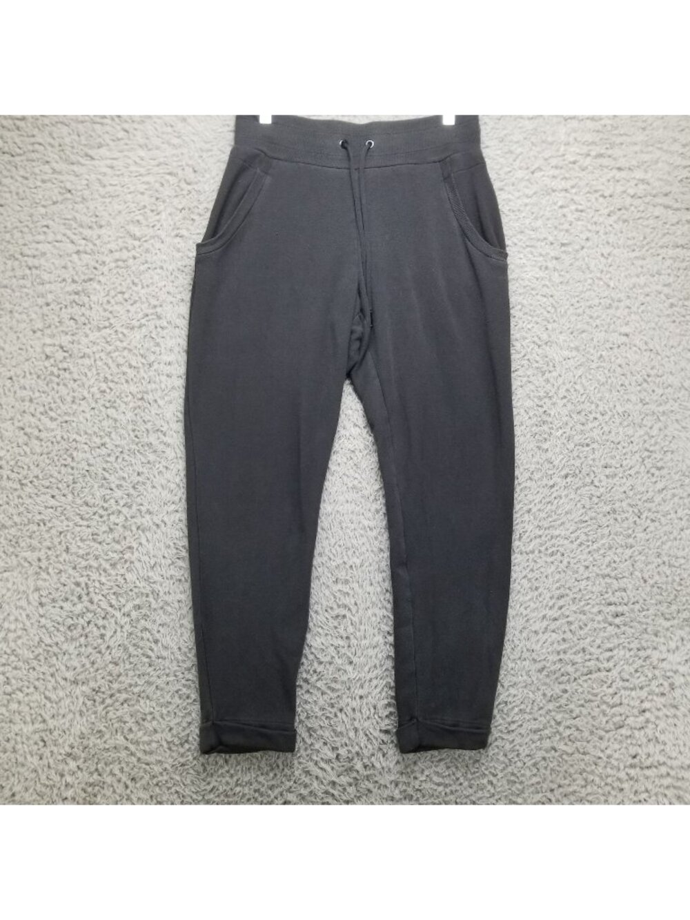 Athleta Pants Womens XS Black Stretch Fleece Roll Cuff Hem Drawstring Jogger